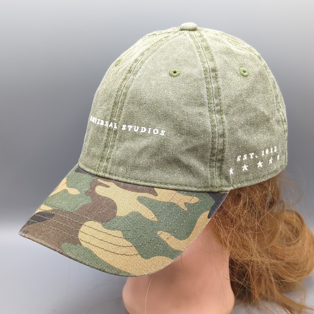 Universal Studios Orlando Hat Camo Brim EST. 1912 Green Cap Adjustable Strapback